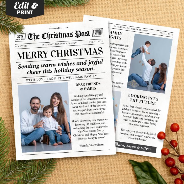 Custom Christmas Newspaper Card, Christmas Photo Holiday Card (Custom Christmas Newspaper Card, Christmas Photo Holiday Card)