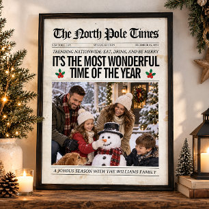 Custom Christmas Newspaper Decor, Family Christmas Poster