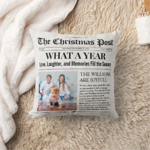 Custom Christmas Newspaper, Family Newspaper Cushion