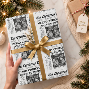 Custom Christmas Newspaper Wrap, Vintage Christmas Wrapping Paper