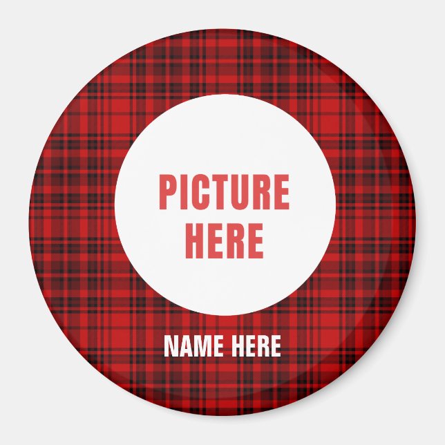 CUSTOM CHRISTMAS ORNAMENTS CHECK PLAID HOLIDAYS MAGNET (Front)