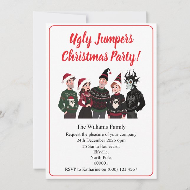 Custom Christmas Party Ugly Jumper Xmas Invitation (Front)