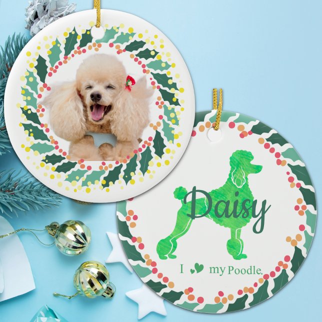 Custom Christmas  Pastel Green Poodle Ornament (Creator Uploaded)