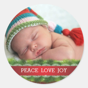 Custom Christmas Peace Love Joy Photo Sticker