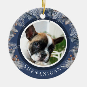 Custom Christmas Pet Photo Botanical Ceramic Tree Decoration