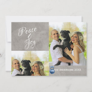 custom Christmas photo card blue ornament