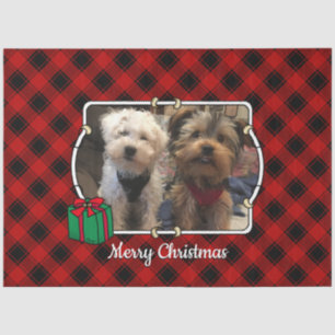 Custom Christmas Photo Frame Red and Black Plaid Tissue Paper