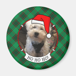 Custom Christmas Photo Frame Red and Green Plaid Magnet