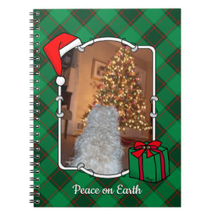 Custom Christmas Photo Frame Red and Green Plaid Notebook