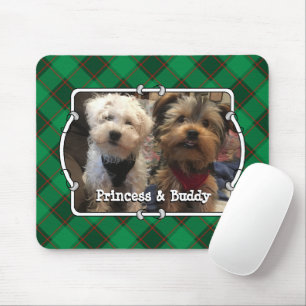 Custom Christmas Photo Frame Red & Green Plaid Mouse Pad