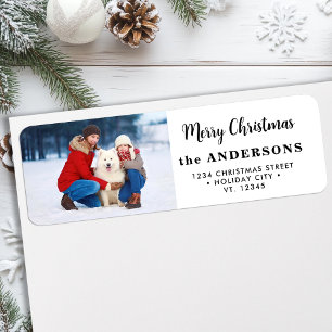 Custom Christmas Photo Modern Cute Return Address
