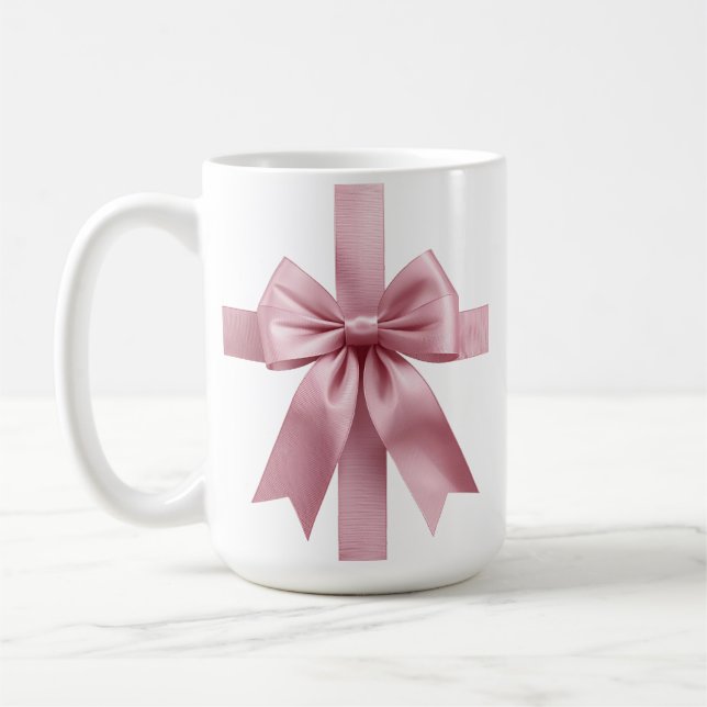 Custom Christmas Photo Mug with Pink Bow (Left)