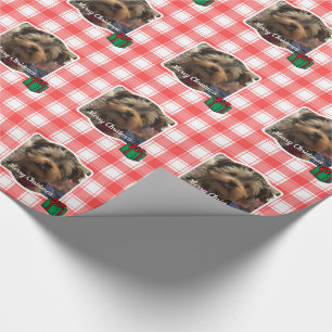 Custom Christmas Photo Red & White Country Plaid Wrapping Paper