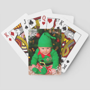 Custom Christmas Photo Snowflake Frame 2 Holiday Playing Cards