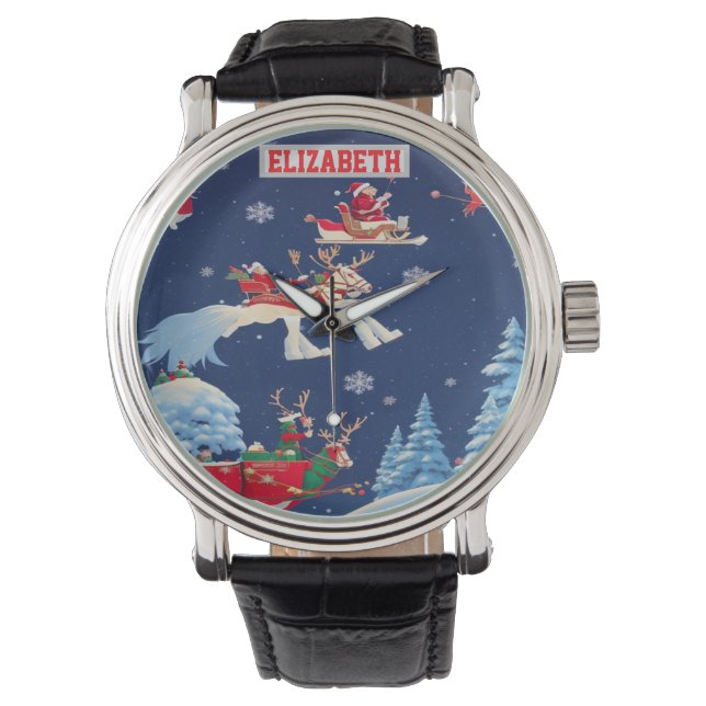 Custom Christmas Photo Wallpaper With Personalized Watch (Front)