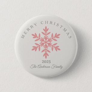 Custom Christmas pink rose snowflake stylish 6 Cm Round Badge