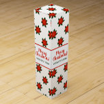 Custom Christmas poinsettia pattern wine box print<br><div class="desc">Custom Christmas poinsettia flower pattern wine box print. Elegant Holiday template design with stylish brush script typography. Classy wine box for friends, family, wedding guests, co workers, corporate employees, colleagues, staff, personnel, teachers, nurses etc. Add your own greeting and personalised name. Change quantity to get the cheap bulk price. Floral...</div>