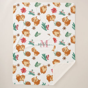 Custom Christmas Pomeranian Sherpa Blanket