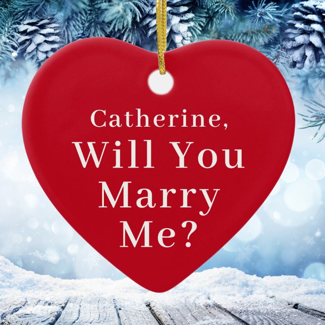 Custom Christmas Proposal Will You Marry Me Red Ceramic Tree Decoration (Custom Christmas Proposal Will You Marry Me Red Ceramic Ornament
)