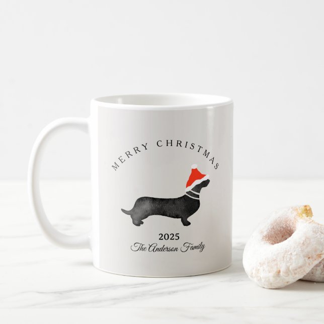 Custom Christmas red gray santa hummingbird Coffee Mug (With Donut)