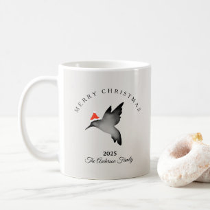 Custom Christmas red grey santa hummingbird Coffee Mug