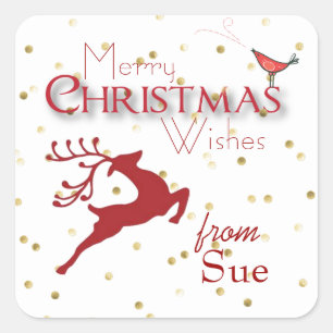 Custom Christmas Reindeer Gift Tag Stickers
