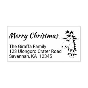 Custom Christmas Return Address Stamp Cute Giraffe
