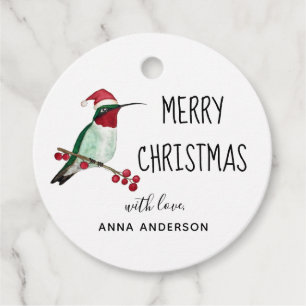 Custom Christmas Ruby-throated Hummingbird Favour Tags