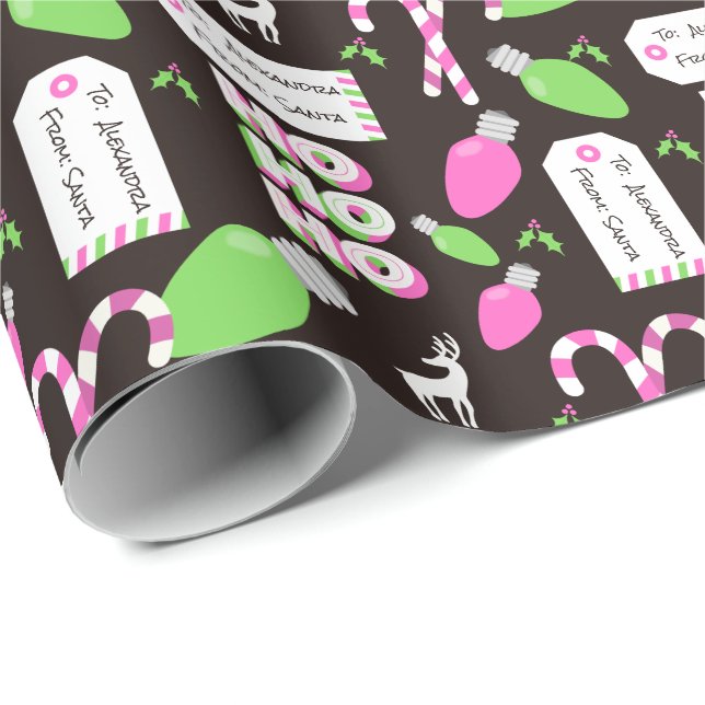 Custom Christmas Santa and Lights Wrapping Paper (Roll Corner)