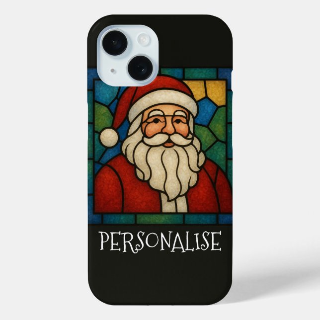 Custom Christmas Santa Art Deco Stained Glass Case-Mate iPhone Case (Back)