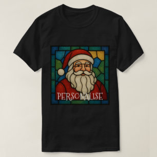 Custom Christmas Santa Art Deco Stained Glass T-Shirt