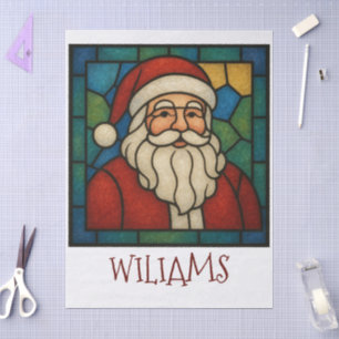 Custom Christmas Santa Art Deco Stained Glass Tissue Paper