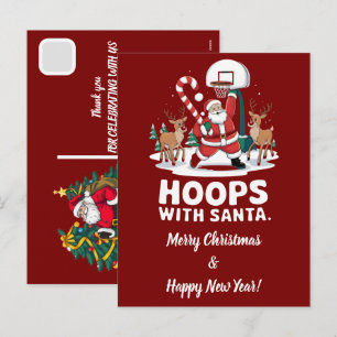 Custom Christmas Santa Claus Dunking Basketball Holiday Postcard