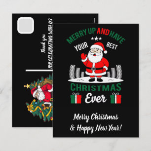 Custom Christmas Santa Claus Dunking Basketball  Holiday Postcard