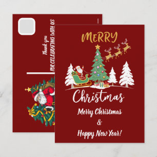 Custom Christmas Santa Claus Dunking Basketball Holiday Postcard