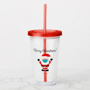 Custom Christmas Santa Claus with facemask cartoon Acrylic Tumbler
