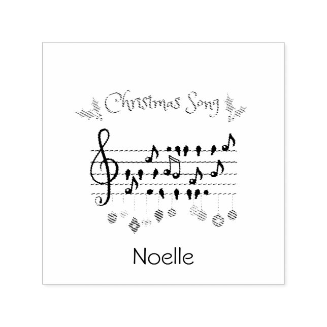 Custom Christmas Song Music Note Holiday  Self-inking Stamp (Design)