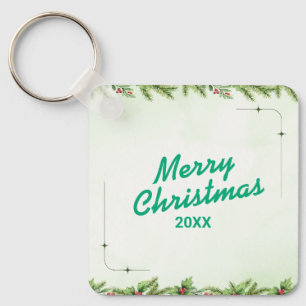 Custom Christmas Square Metal Keychain
