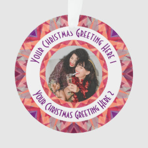 Custom Christmas Star Fun Jolly Red Photo Greeting Ornament