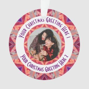 Custom Christmas Star Fun Jolly Red Photo Greeting Ornament