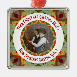 Custom Christmas Star Jolly Green Photo Greeting Metal Tree Decoration