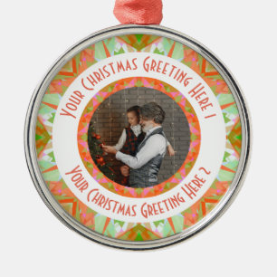 Custom Christmas Star Jolly Green Photo Greeting Metal Tree Decoration