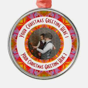 Custom Christmas Star Jolly Red Fun Photo Greeting Metal Tree Decoration