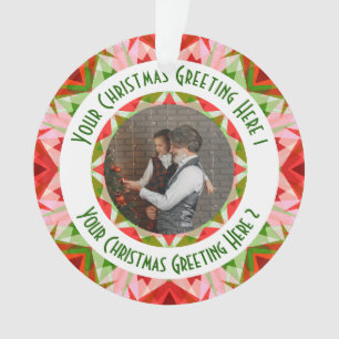 Custom Christmas Star Jolly Red Fun Photo Greeting Ornament