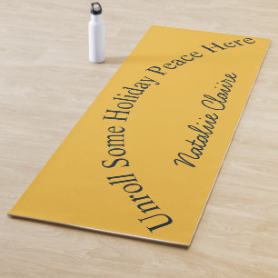 Custom Christmas Starlight Gold Deep Indigo Script Yoga Mat