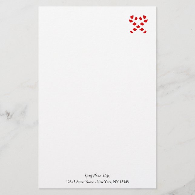 Custom Christmas stationery paper with candycane (Front)