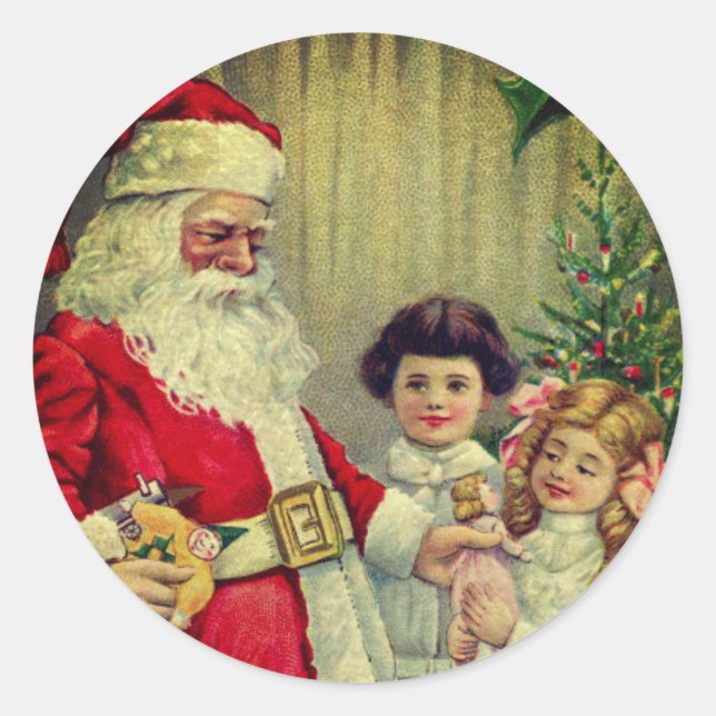 CUSTOM CHRISTMAS STICKER VINTAGE ILLUSTRATION (Front)