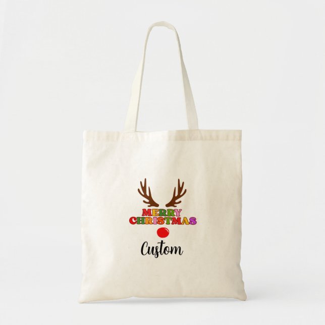 Custom Christmas T-Shirt Tote Bag (Front)