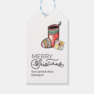 Custom Christmas Tag with Watercolor Stockings