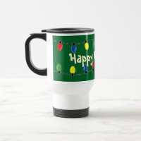 Custom Christmas tree lights decoration travel mug